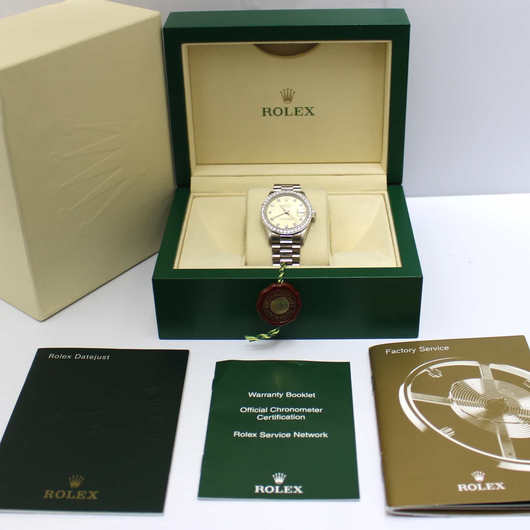 Rolex President Midsize Original Diamond Dial White Gold 31MM Automatic Watch 68279 - Image 3
