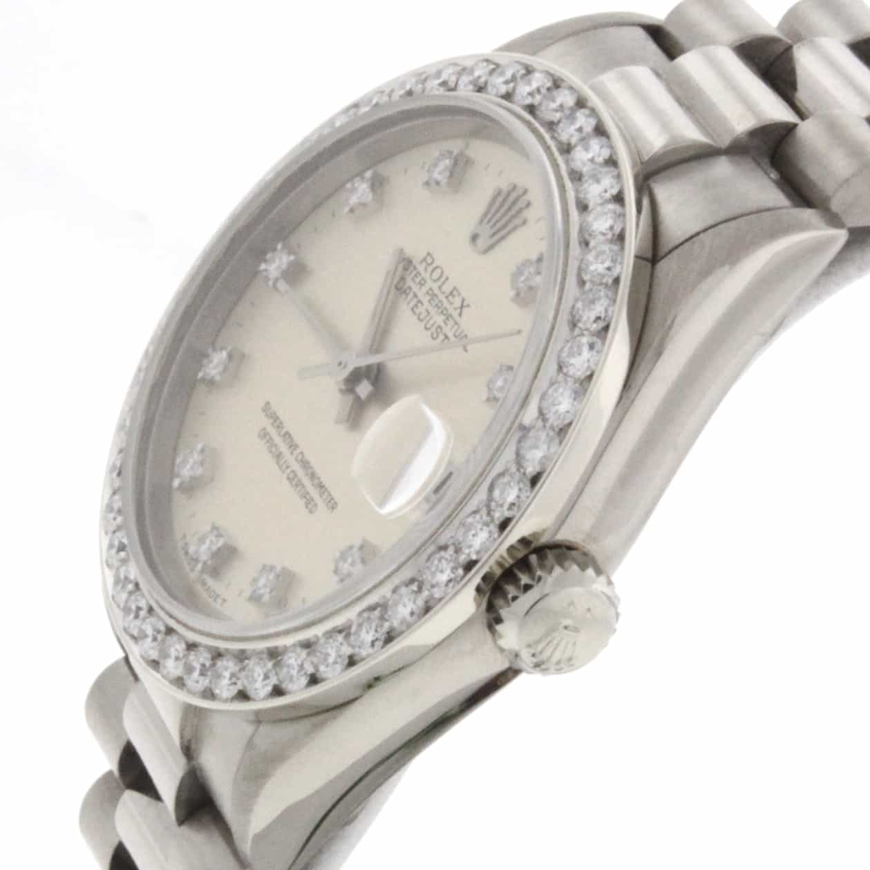 Rolex President Midsize Original Diamond Dial White Gold 31MM Automatic Watch 68279 - Image 4