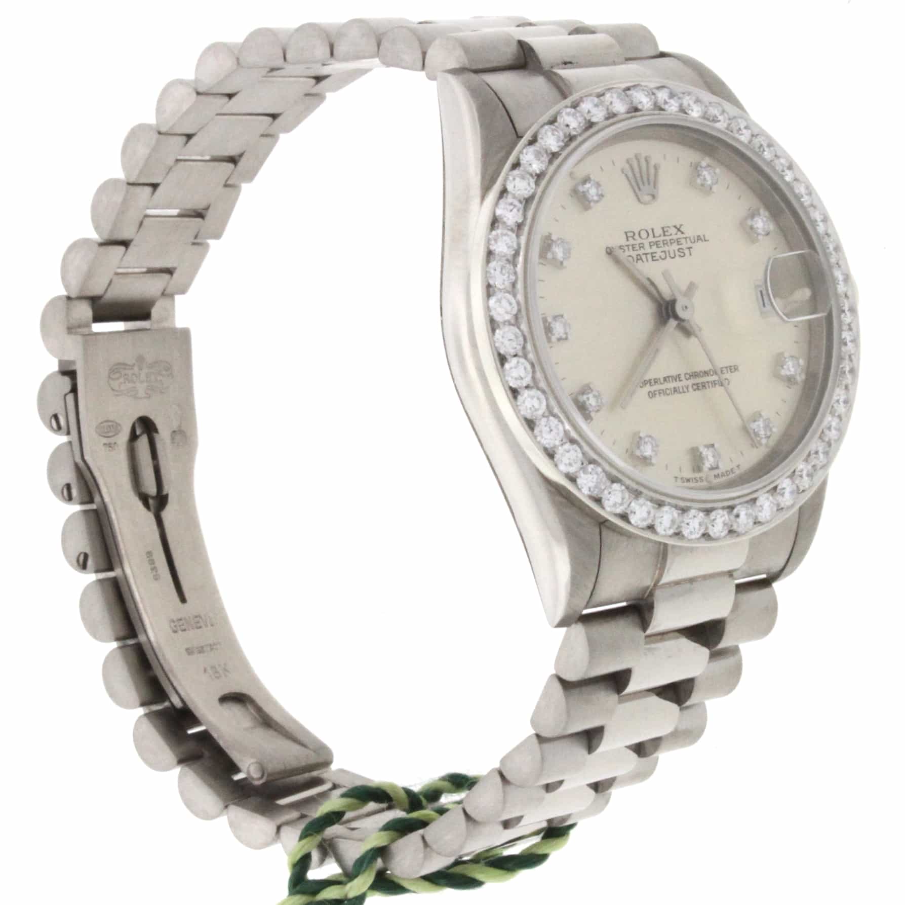 Rolex President Midsize Original Diamond Dial White Gold 31MM Automatic Watch 68279 - Image 8