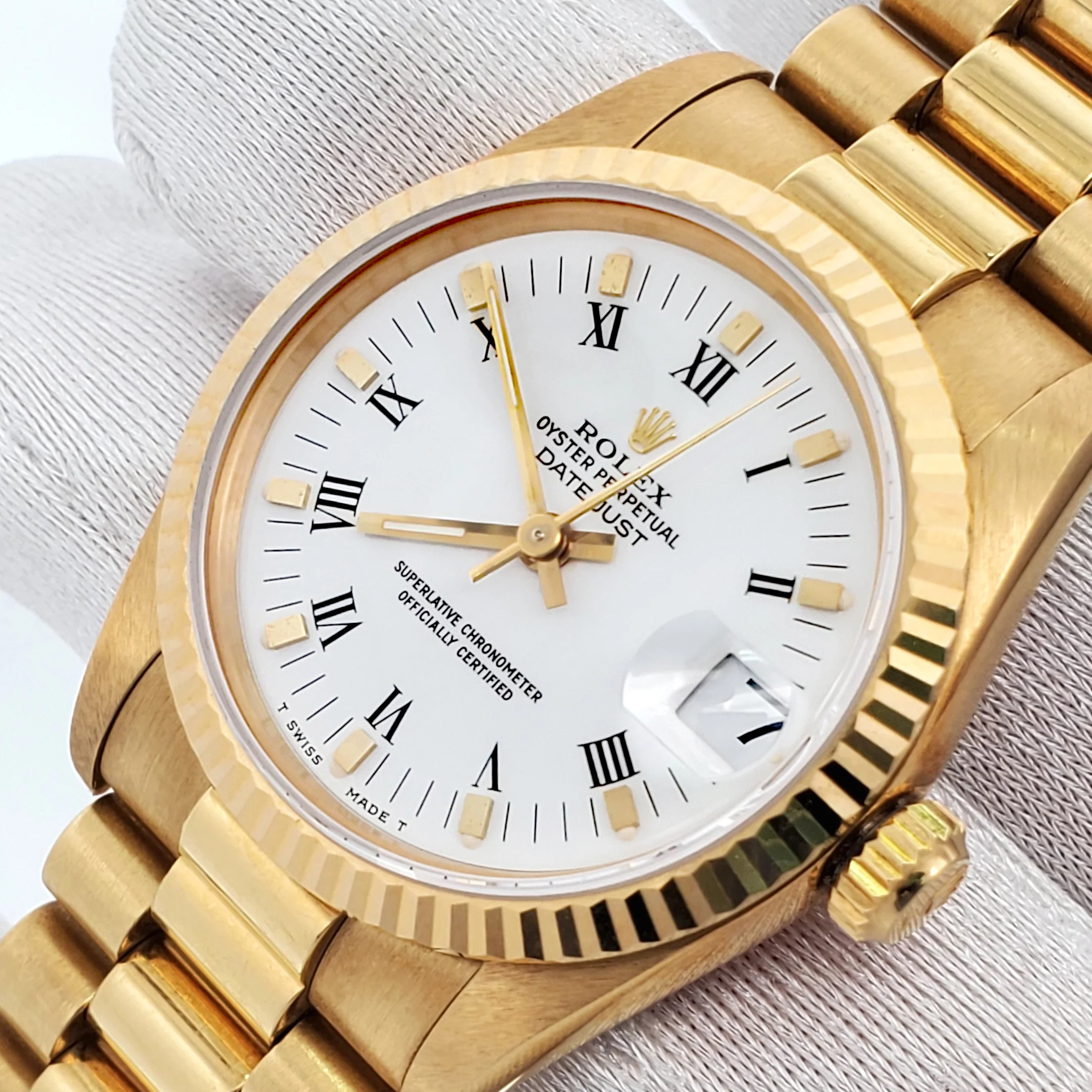 Rolex President White Roman 31mm Yellow Gold 68278 Watch Box Papers - Image 3