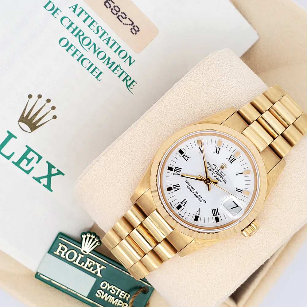 Rolex President White Roman 31mm Yellow Gold 68278 Watch Box Papers - Image 4