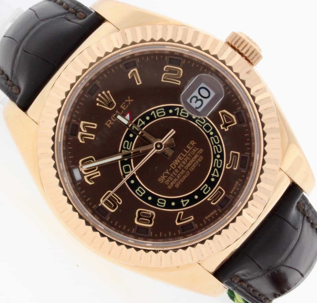 Rolex Sky-Dweller 18K Everose Gold Chocolate Sunray Dial 42MM Automatic Mens Watch 326135 - Image 4