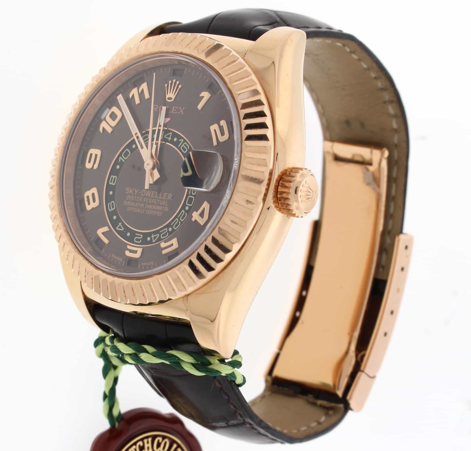 Rolex Sky-Dweller 18K Everose Gold Chocolate Sunray Dial 42MM Automatic Mens Watch 326135 - Image 5