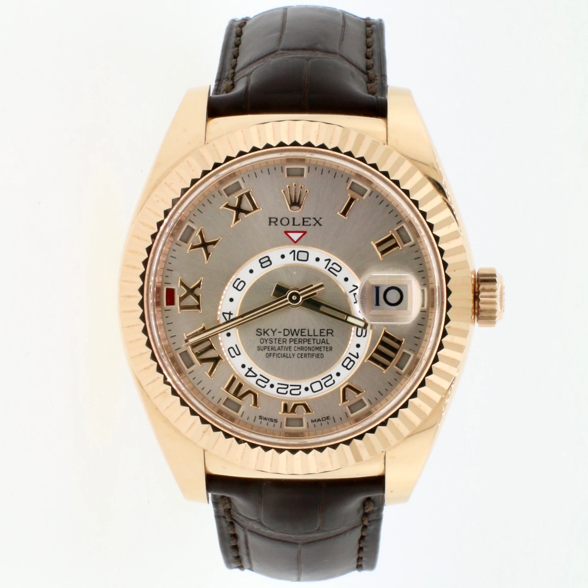 Rolex Sky-Dweller 18K Everose Gold Sundust Dial 42MM Mens Watch 326135