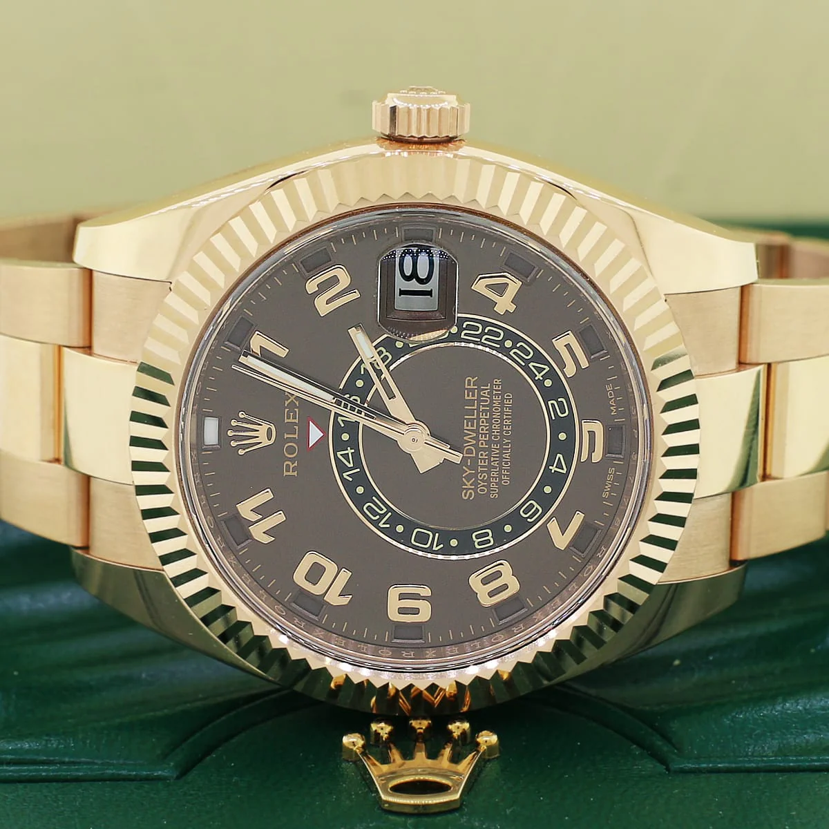 Rolex Sky-Dweller 18K Rose Gold Chocolate Dial 42mm Automatic Mens Watch 326935 Box & Papers - Image 2