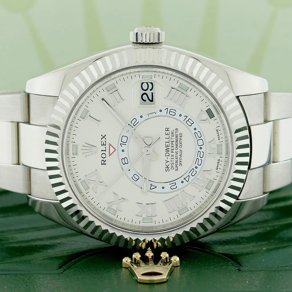Rolex Sky-Dweller 18K White Gold Factory Ivory Roman Dial 42mm Watch 326939 Box Papers - Image 2