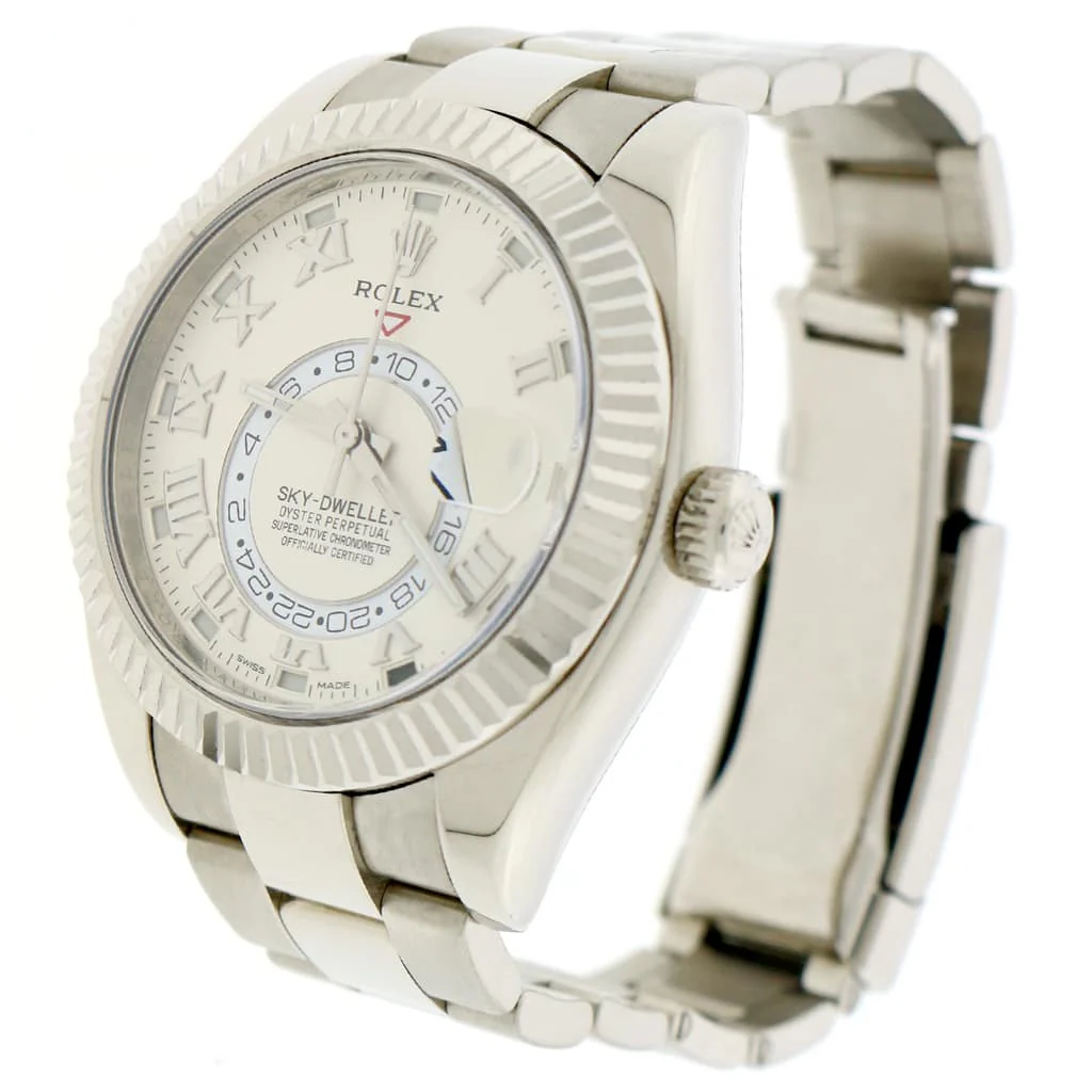 Rolex Sky-Dweller 18K White Gold Factory Ivory Roman Dial 42mm Watch 326939 Box Papers - Image 3
