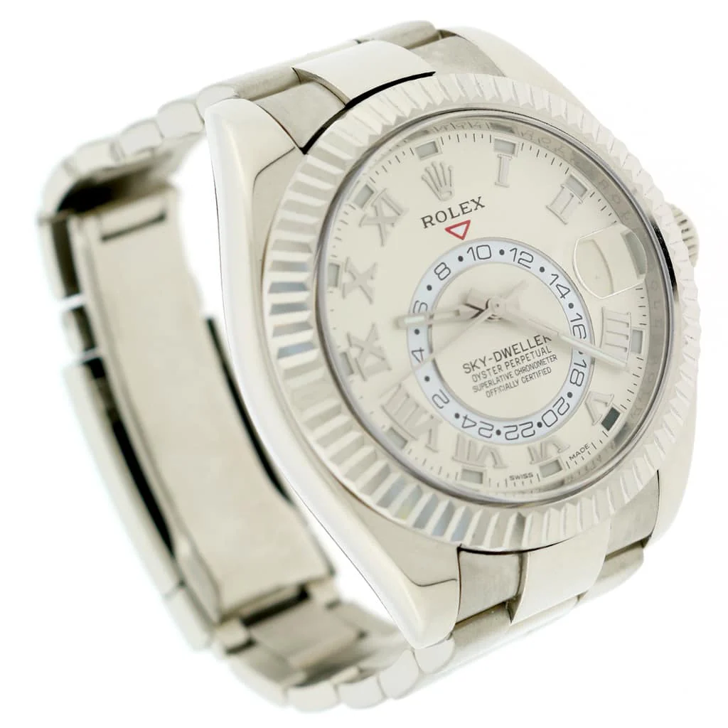 Rolex Sky-Dweller 18K White Gold Factory Ivory Roman Dial 42mm Watch 326939 Box Papers - Image 4