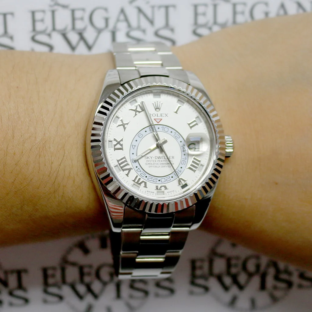 Rolex Sky-Dweller 18K White Gold Factory Ivory Roman Dial 42mm Watch 326939 Box Papers - Image 5