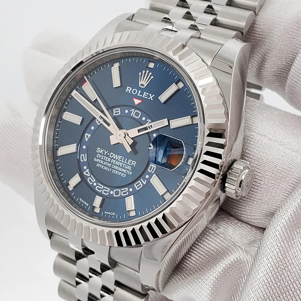 Rolex Sky-Dweller 42mm 326934 Blue Index Jubilee Watch 2022 Box Papers - Image 3