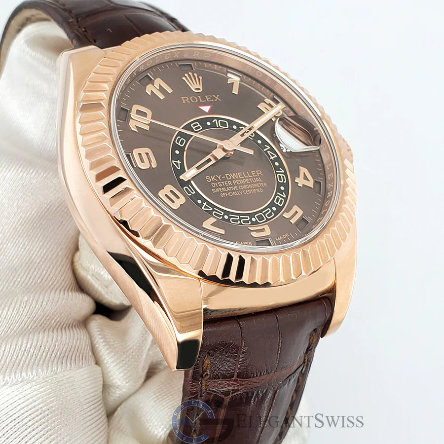 Rolex Sky-Dweller 42mm Chocolate Arabic Dial Everose Gold Watch 326135 Box Papers - Image 2