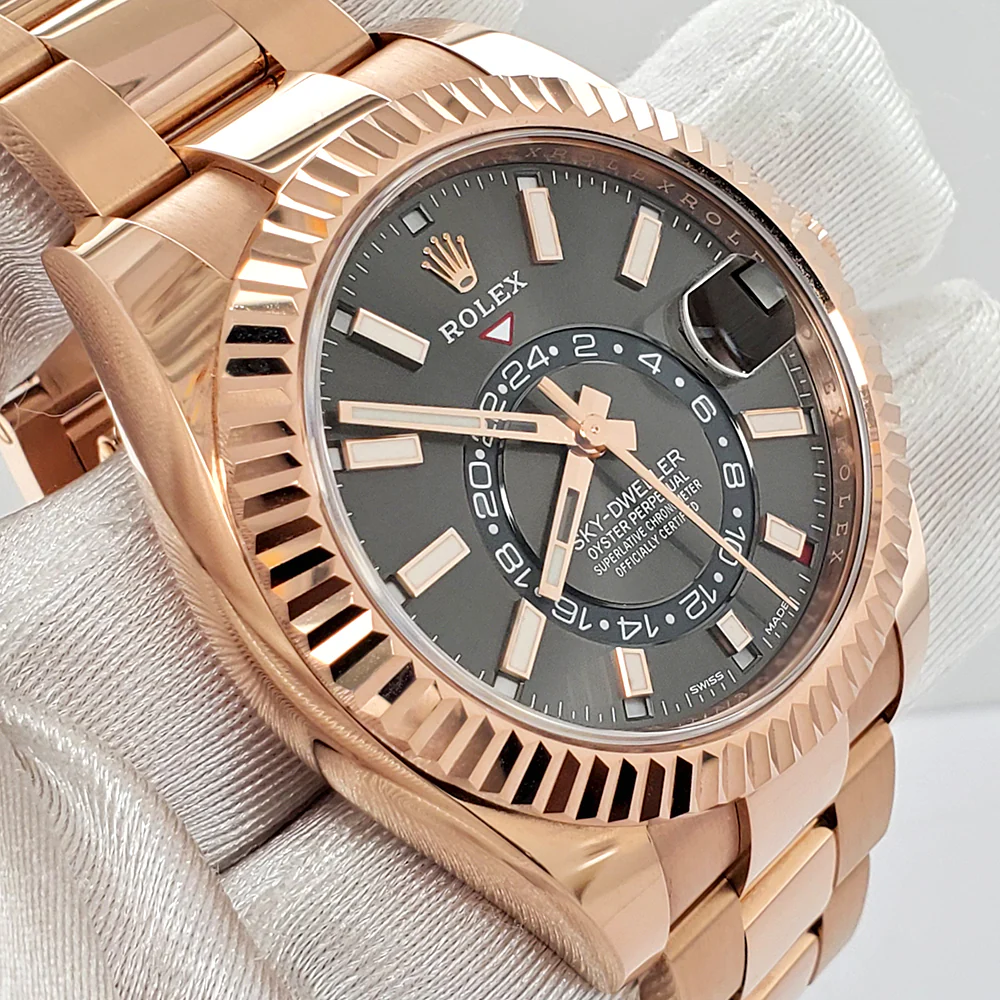 Rolex Sky-Dweller 42mm Dark Rhodium Index Dial 18K Rose Gold Oyster Watch 326935 - Image 3