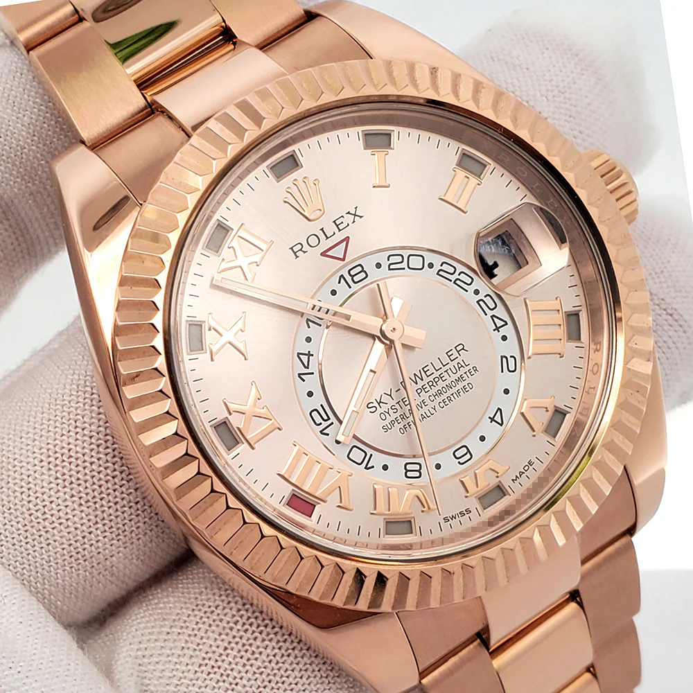 Rolex Sky-Dweller 42mm Sundust Roman Dial Rose Gold Watch 326935 Box Papers - Image 3
