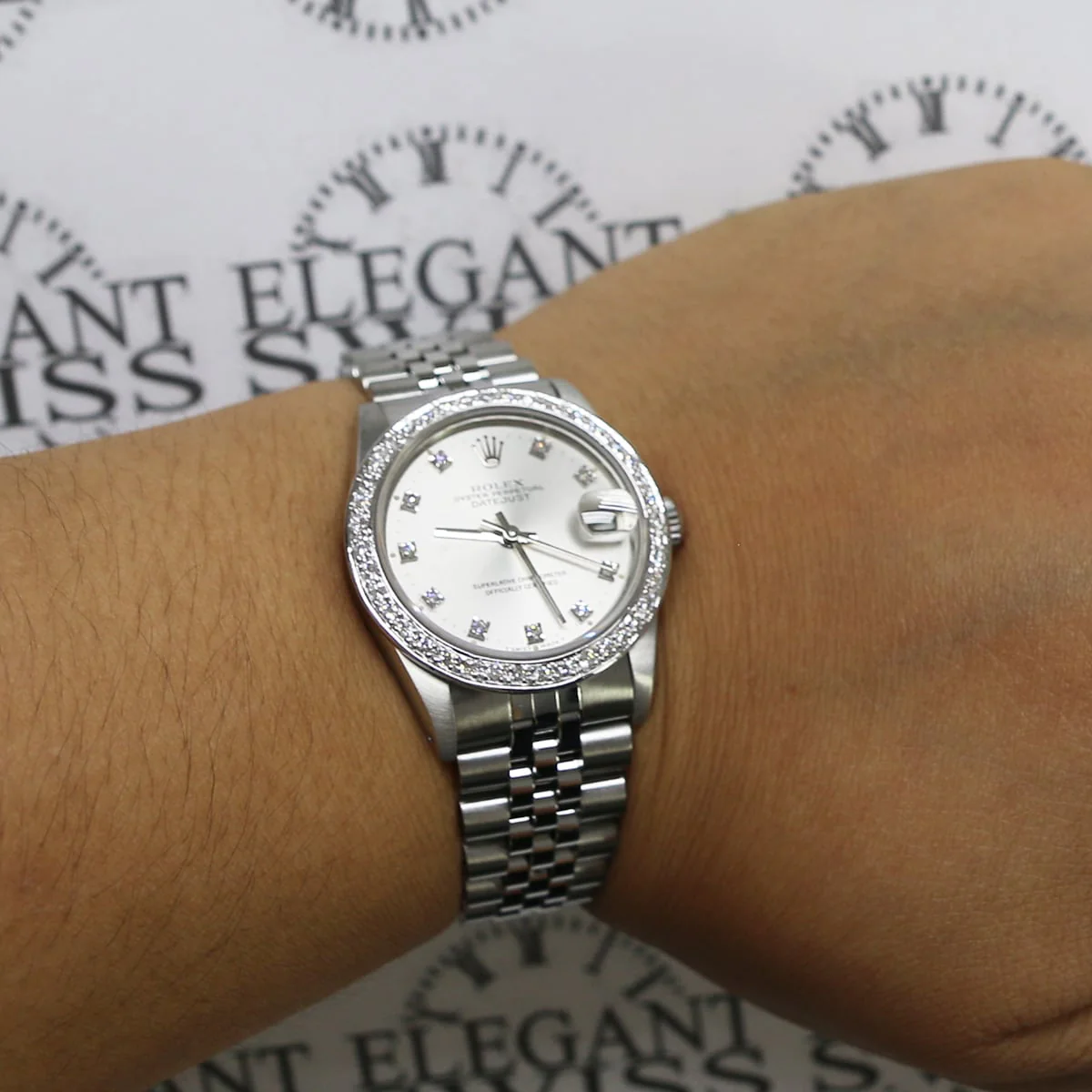 Rolex SS 31mm Factory Diamond Dial Automatic Jubilee Watch 68274 w/Custom Diamond Bezel - Image 2