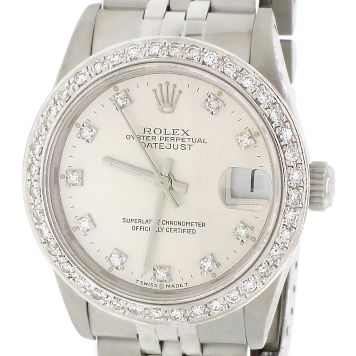Rolex SS 31mm Factory Diamond Dial Automatic Jubilee Watch 68274 w/Custom Diamond Bezel - Image 3