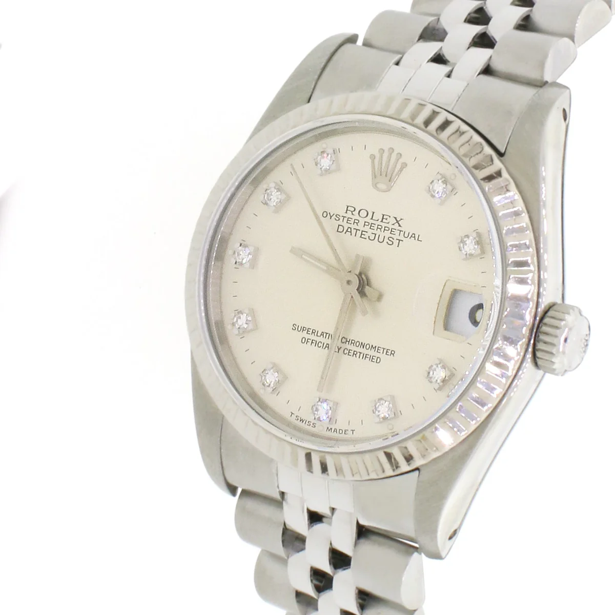 Rolex Datejust 31mm Midsize Diamond Dial 18K White Gold fluted bezel Automatic Jubilee Watch 68274 - Image 4