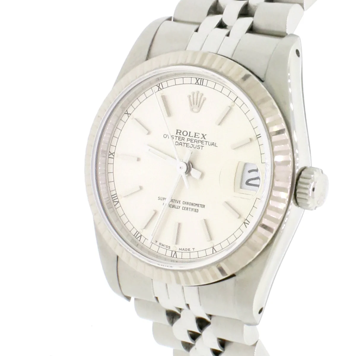 Rolex Datejust 31mm Silver Index Dial/White gold fluted bezel Jubilee steel Watch 68274 - Image 7