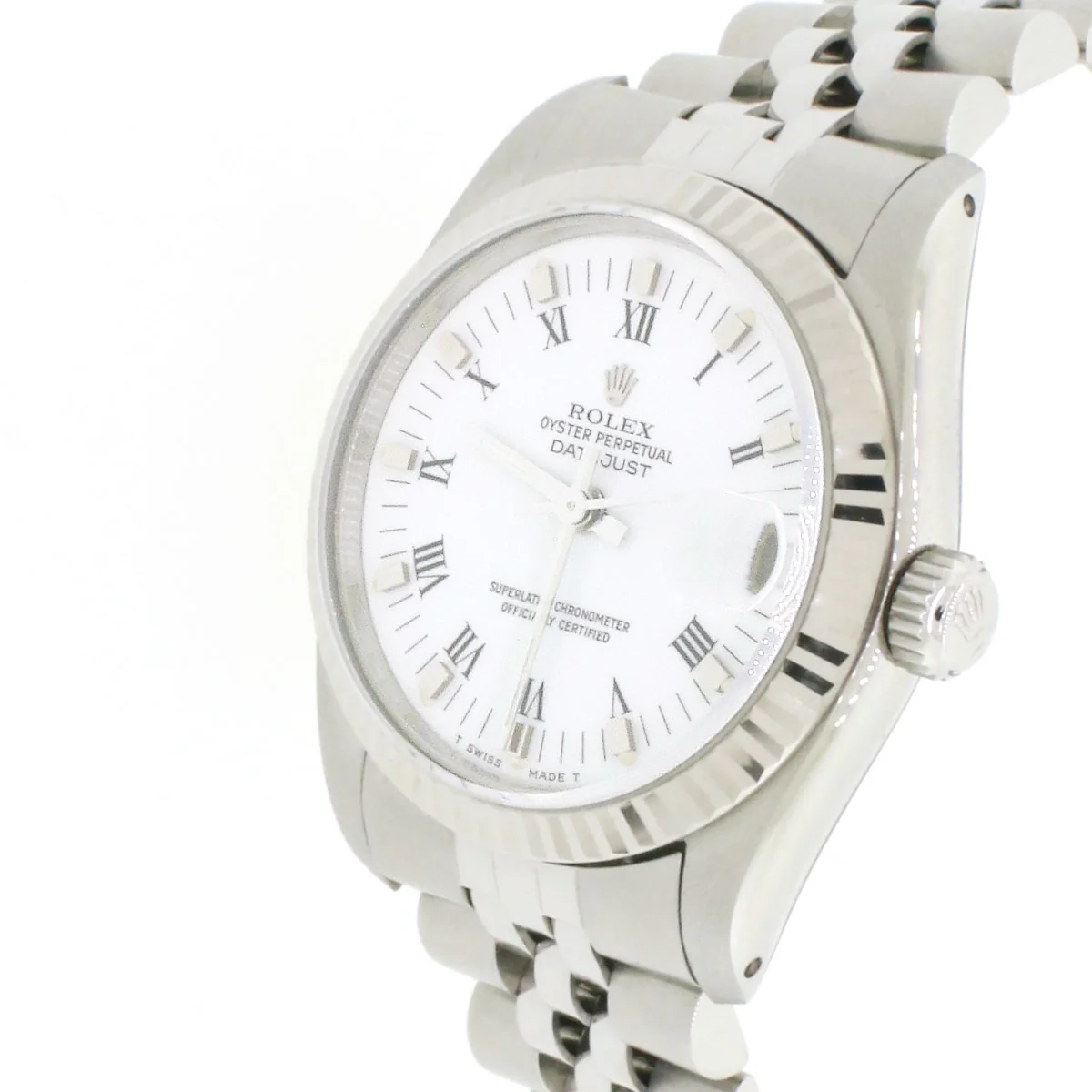 Rolex SS Midsize 31mm White Roman Dial 18K/SS White gold Fluted Bezel Jubilee 68274 - Image 4