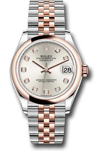 Rolex Steel and Everose Gold Datejust 31 Watch - Domed Bezel - Rose Diamond Dial - Jubilee Bracelet - 278241 sdj
