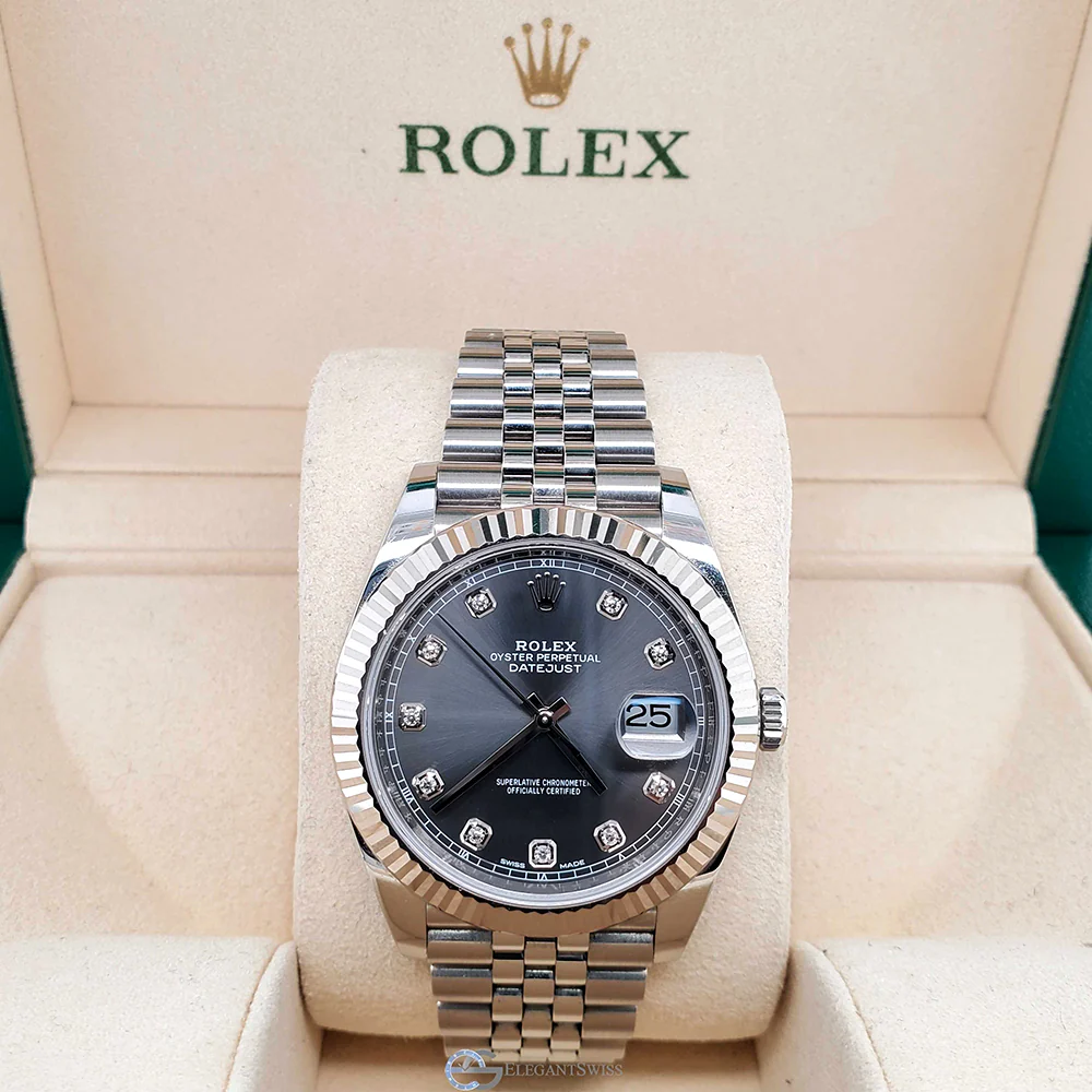 Rolex Datejust 41 - Fluted Bezel - Dark Rhodium Diamond Dial - Jubilee Bracelet - 126334 dkrdj - Image 2