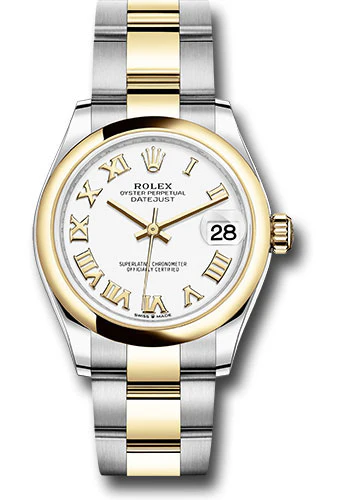 Rolex Steel and Yellow Gold Datejust 31 Watch - Domed Bezel - White Roman Dial - Oyster Bracelet - 278243 wro