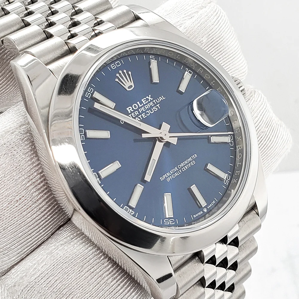 Rolex Steel Datejust 41 Blue Index Dial Jubilee Watch 126300 Box Papers - Image 2