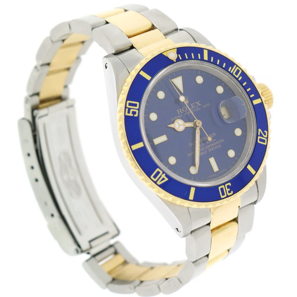 Rolex Submariner 2-Tone 18K Yellow Gold/Stainless Steel Blue Bezel & Dial Mens Oyster Watch 16803 - Image 2