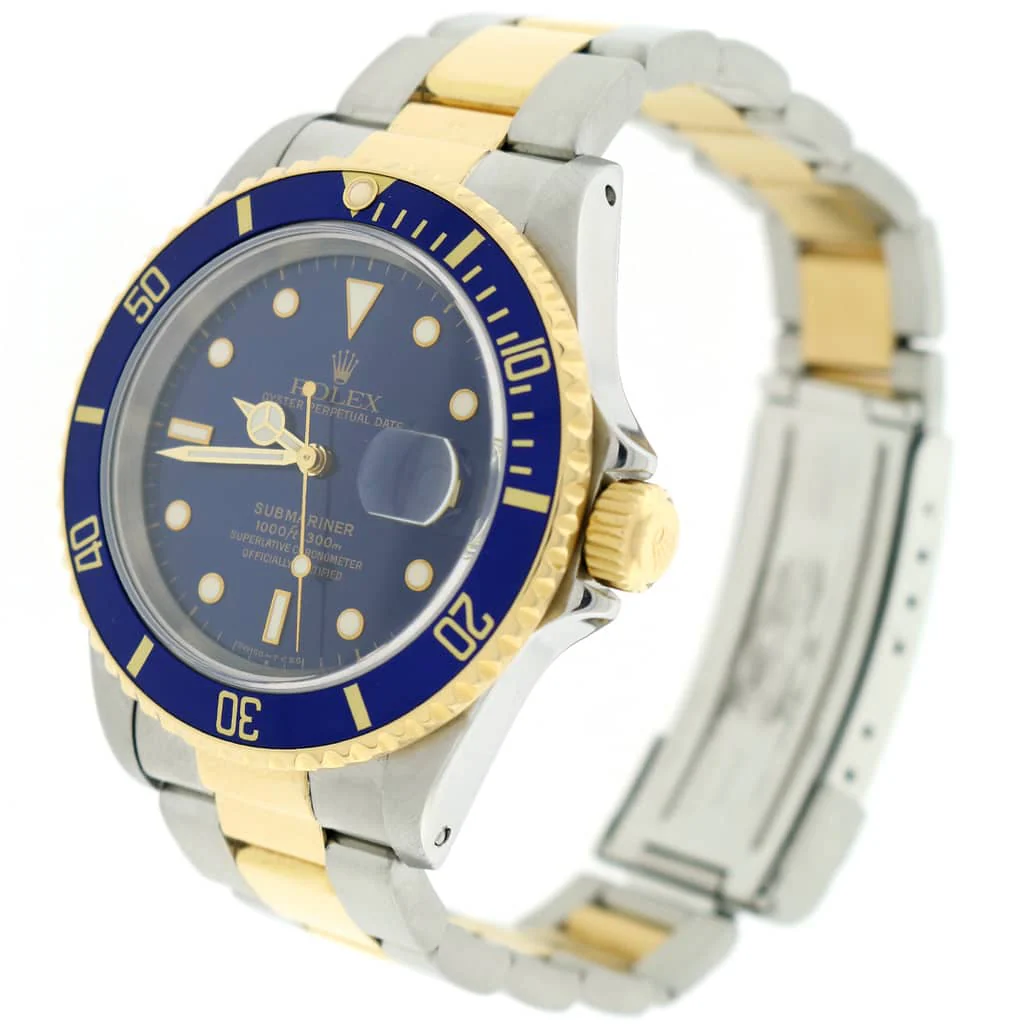 Rolex Submariner 2-Tone 18K Yellow Gold/Stainless Steel Blue Bezel & Dial Mens Oyster Watch 16613 - Image 5
