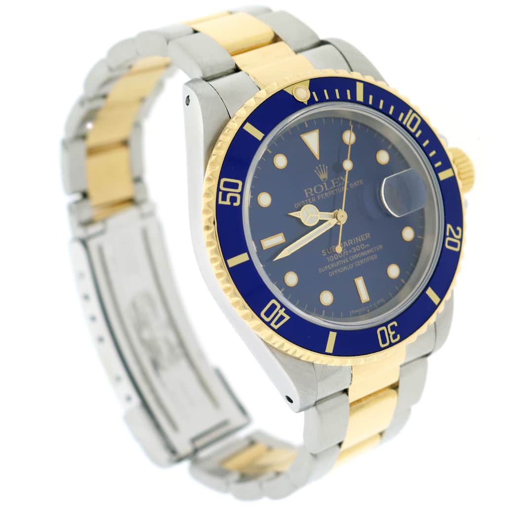 Rolex Submariner 2-Tone 18K Yellow Gold/Stainless Steel Blue Bezel & Dial Mens Oyster Watch 16613 - Image 6