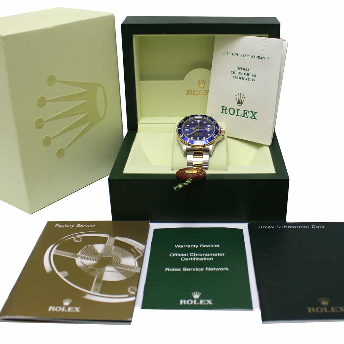 Rolex Submariner 2-Tone 18K Yellow Gold/Stainless Steel Blue Bezel & Dial Mens Oyster Watch 16613 - Image 3