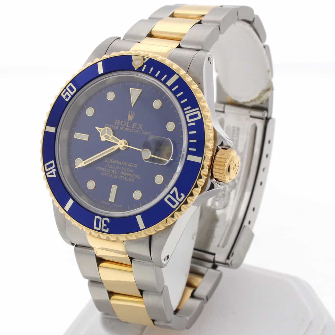 Rolex Submariner 2-Tone 18K Yellow Gold/Stainless Steel Blue Bezel & Dial Mens Oyster Watch 16613 - Image 4