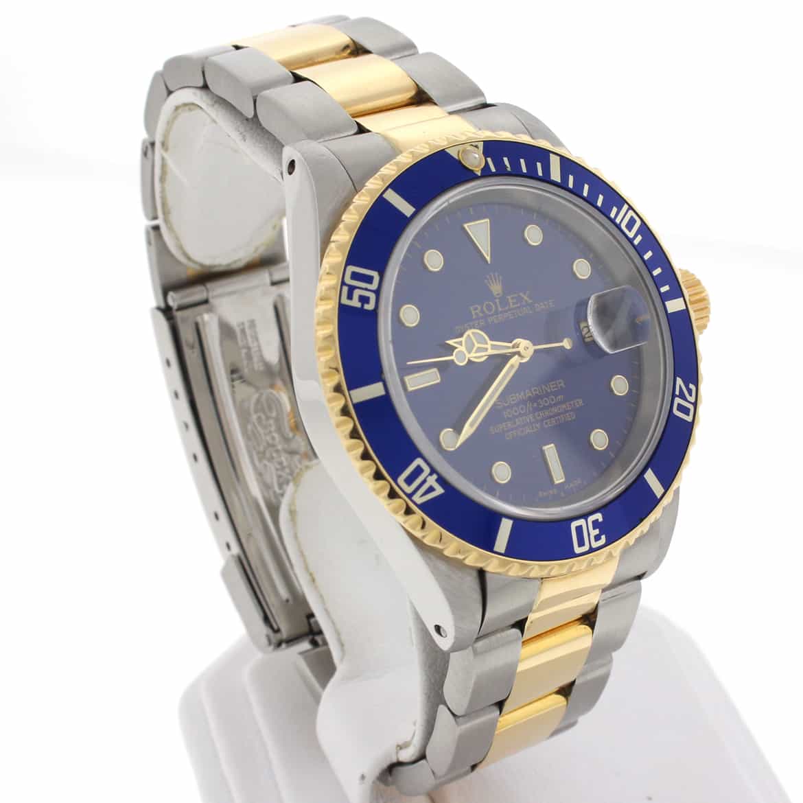 Rolex Submariner 2-Tone 18K Yellow Gold/Stainless Steel Blue Bezel & Dial Mens Oyster Watch 16613 - Image 5