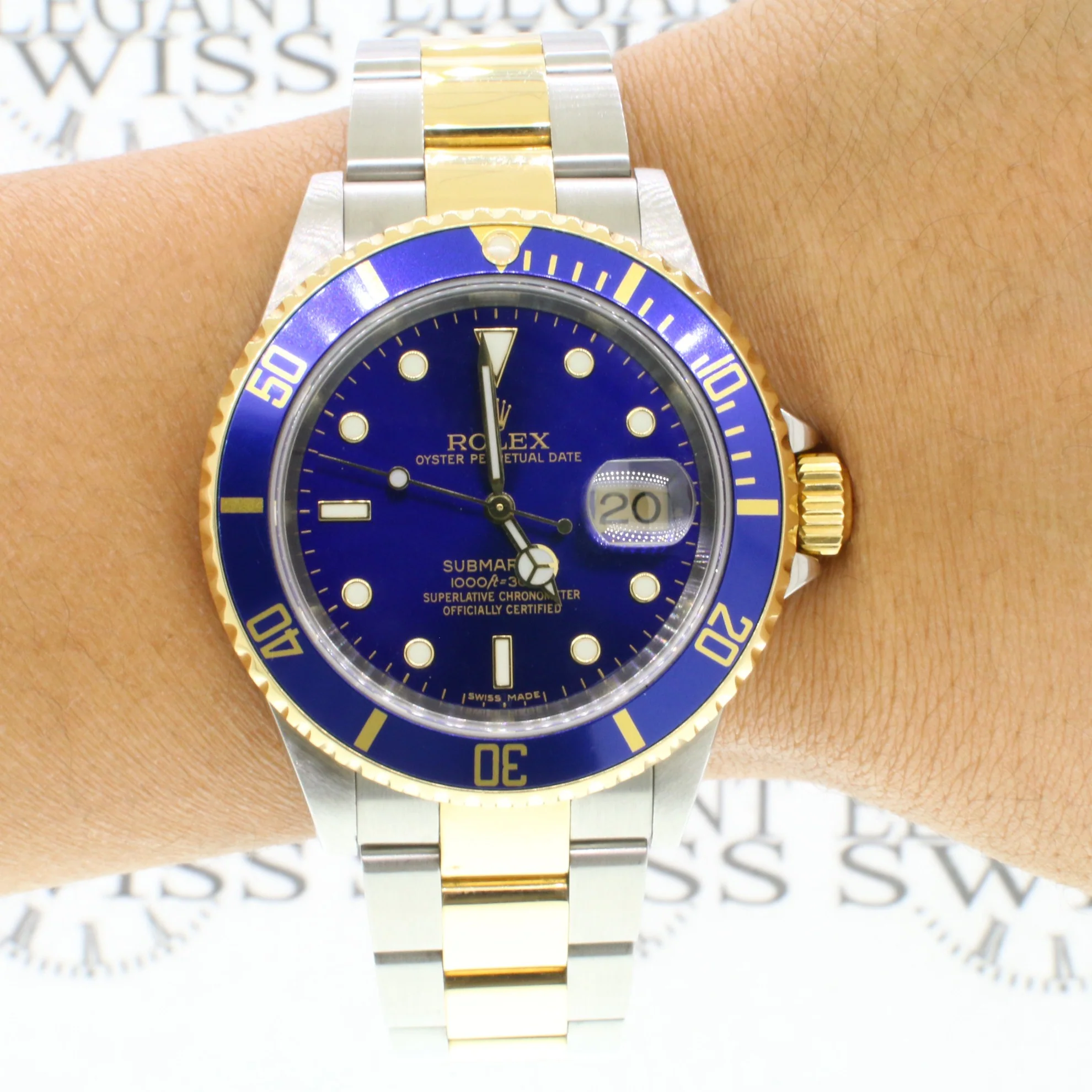 Rolex Submariner 2-Tone Blue Bezel/Dial Mens 40mm Watch 16613 - Image 3