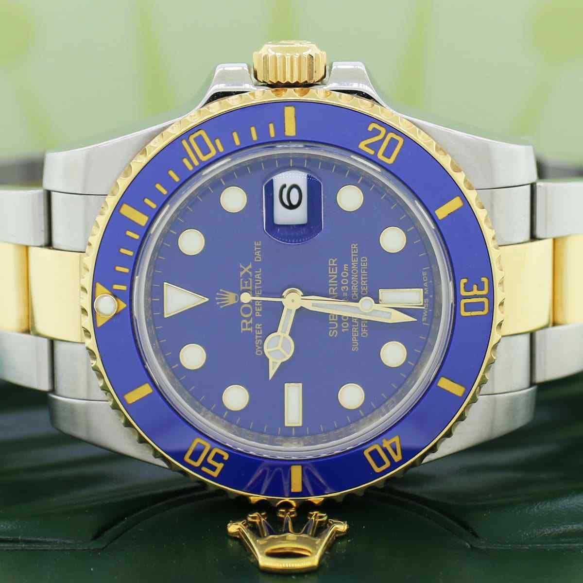 Rolex Submariner 2-Tone Blue Ceramic Bezel & Dial Oyster Watch Box Papers - Image 2