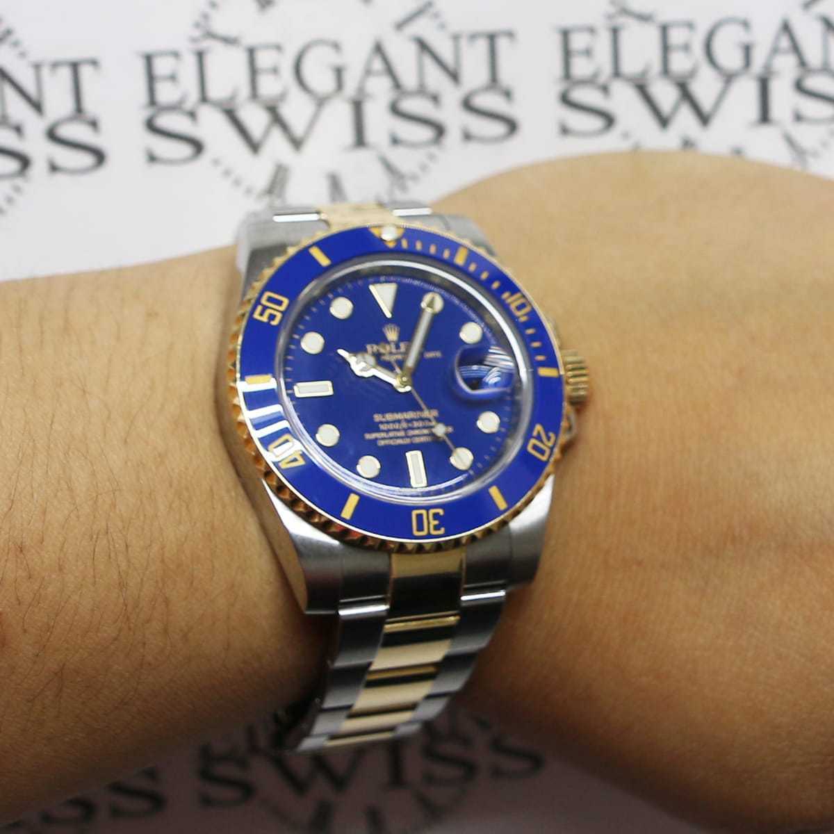 Rolex Submariner 2-Tone Blue Ceramic Bezel & Dial Oyster Watch Box Papers - Image 3