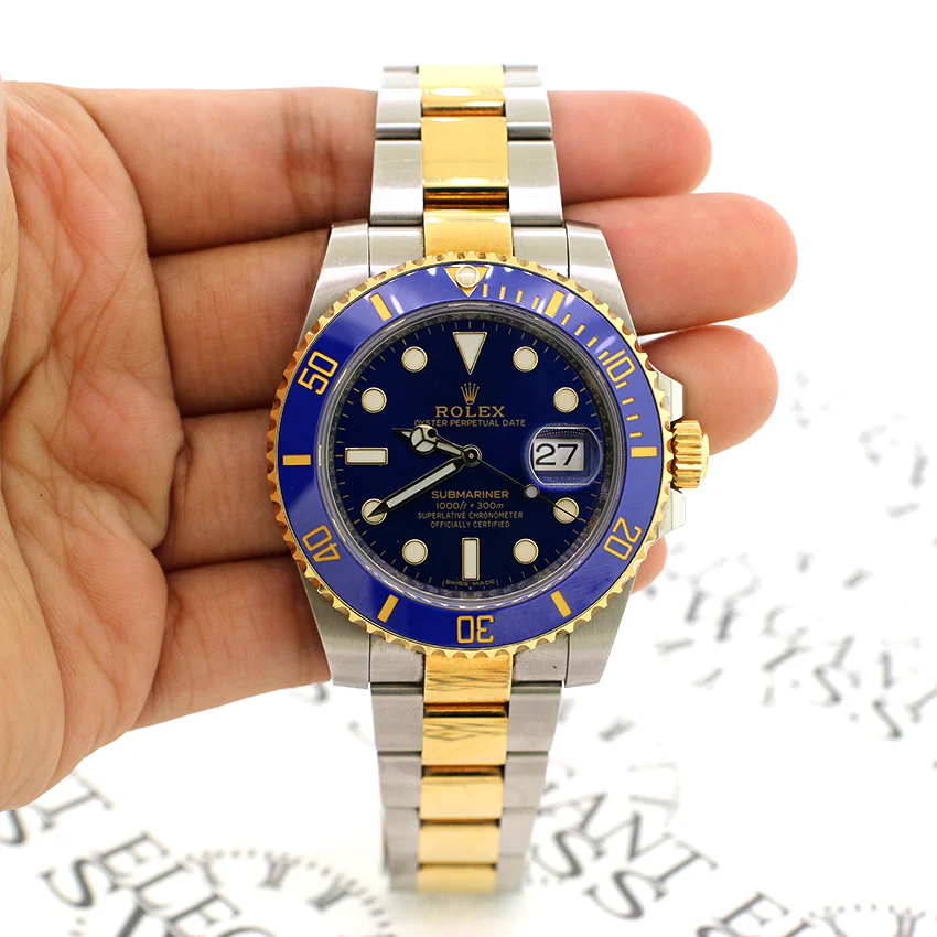 Rolex Submariner 2-Tone Blue Ceramic Bezel & Dial Oyster Watch Box Papers - Image 6