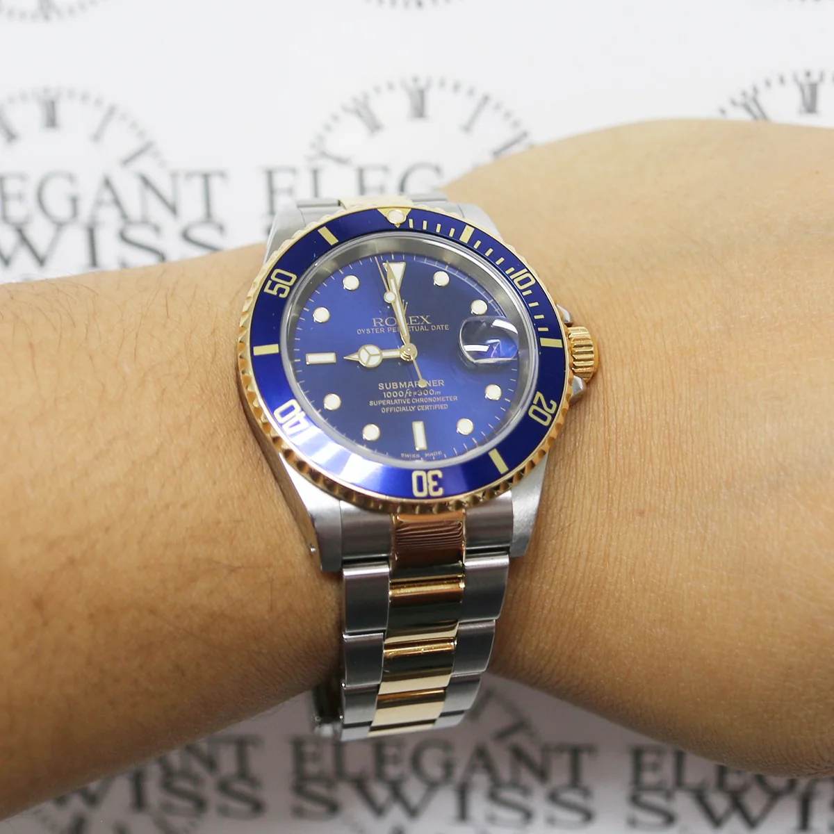 Rolex Submariner 2-Tone Ceramic Bezel Blue Dial Mens Watch Box Papers - Image 4