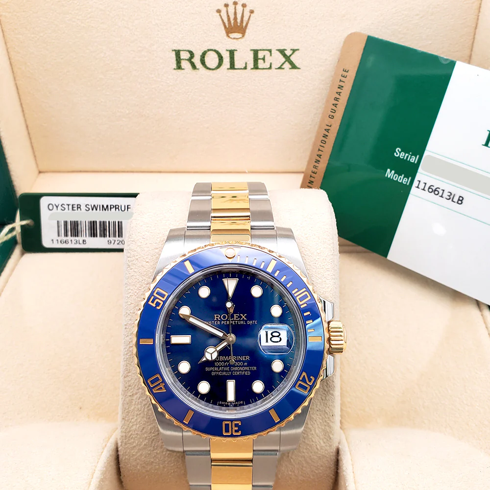 Rolex Submariner 40mm 116613LB Yellow Gold/Steel Blue Dial Watch Box/Papers/Tag - Image 3
