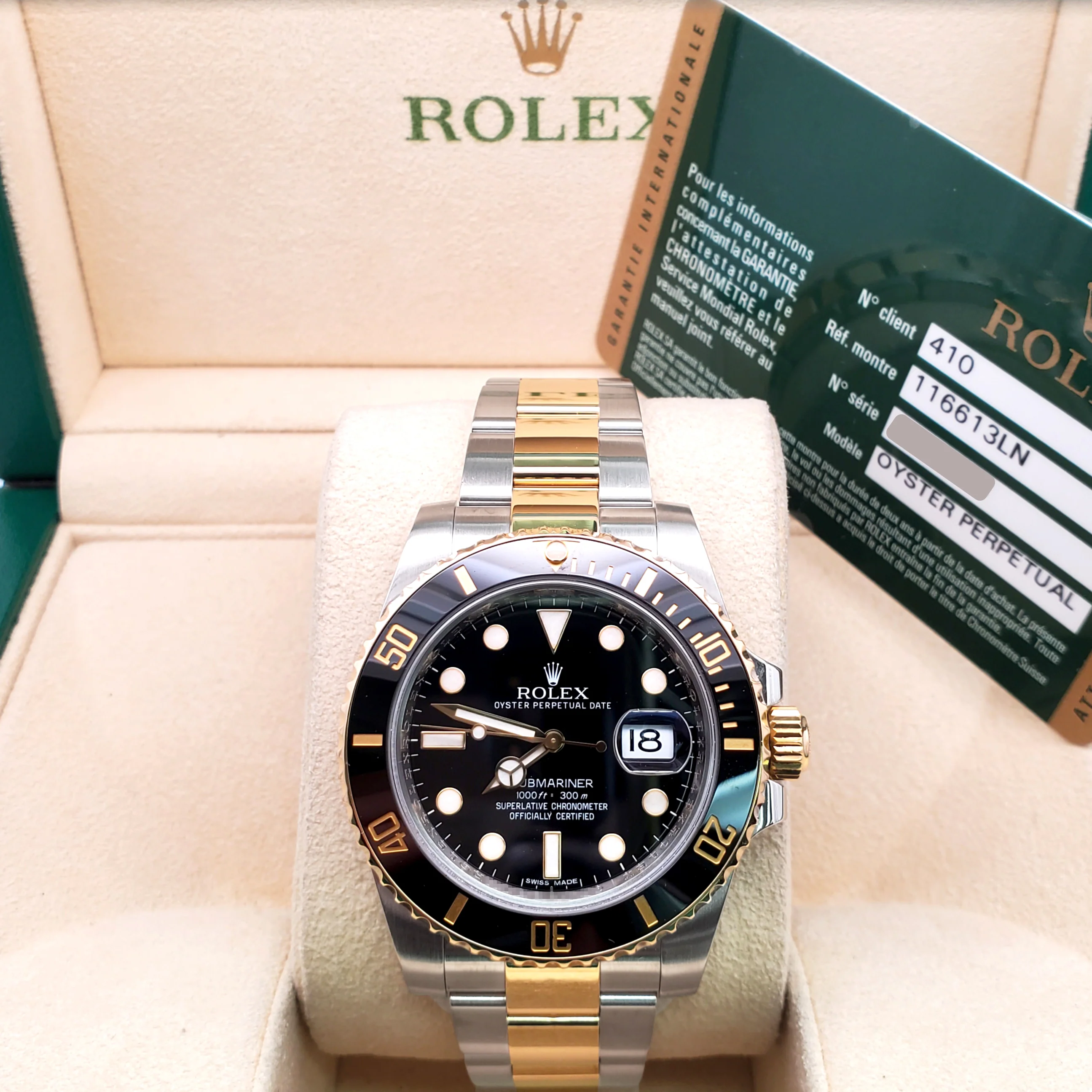 Rolex Submariner 40mm 2-Tone Yellow Gold/Steel Black Dial Watch 116613LN Box Papers - Image 4