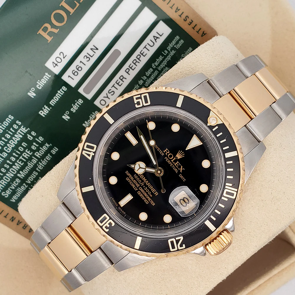 Rolex Submariner 40mm 2-tone Yellow Gold/Steel Black Dial Watch - 16613LN