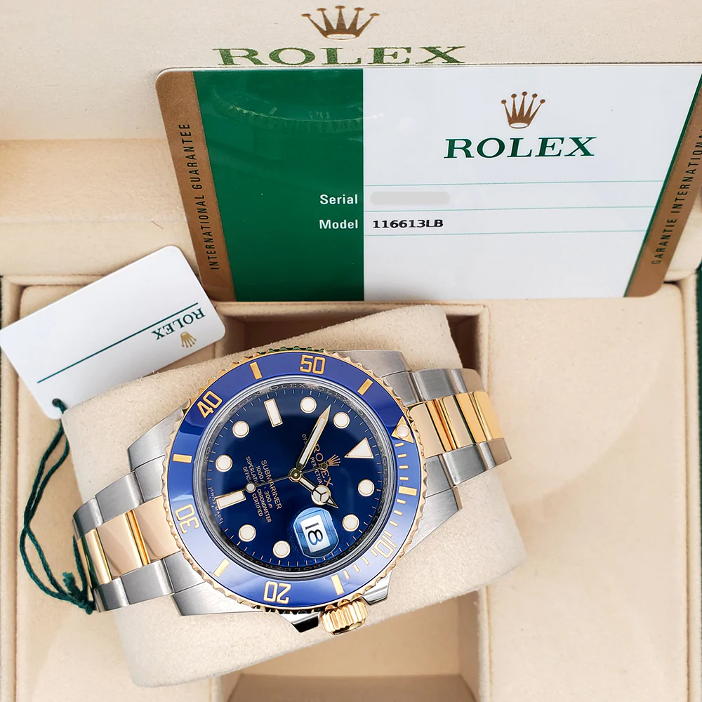 Rolex Submariner 40mm Blue Dial 2-Tone Yellow Gold/Steel Watch 116613LB Box Papers - Image 2