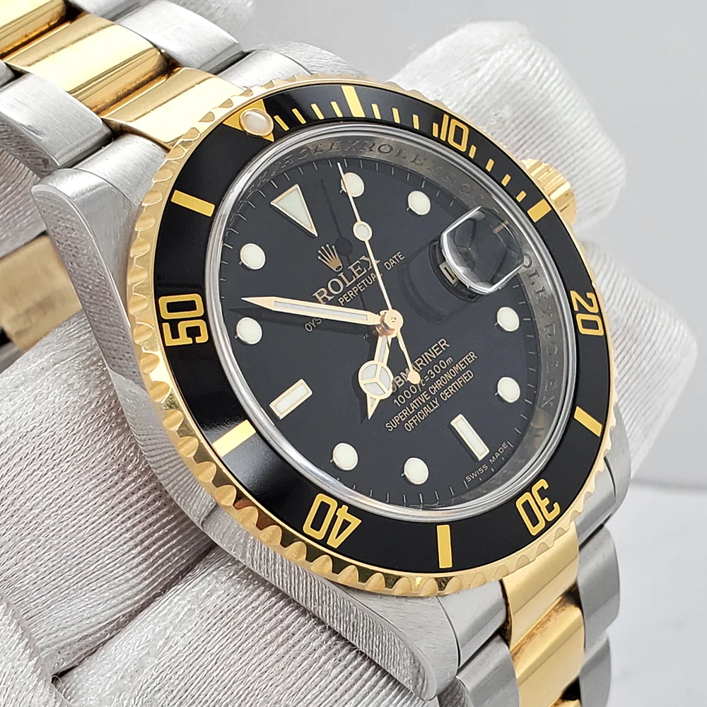 Rolex Submariner 40mm Two-Tone Yellow Gold/Steel Black Dial Watch 16613LN Box Papers - Image 2