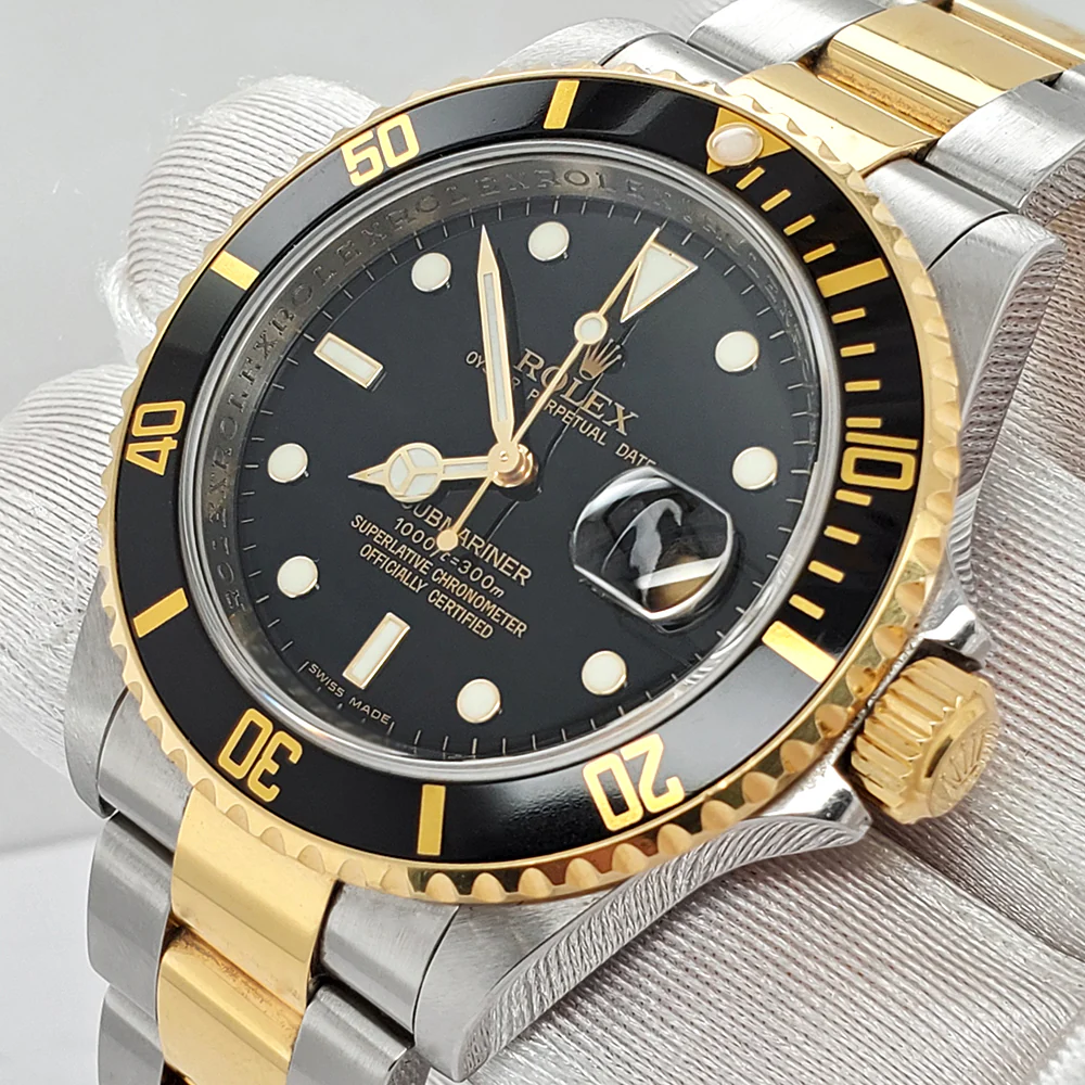 Rolex Submariner 40mm Two-Tone Yellow Gold/Steel Black Dial Watch 16613LN Box Papers - Image 3