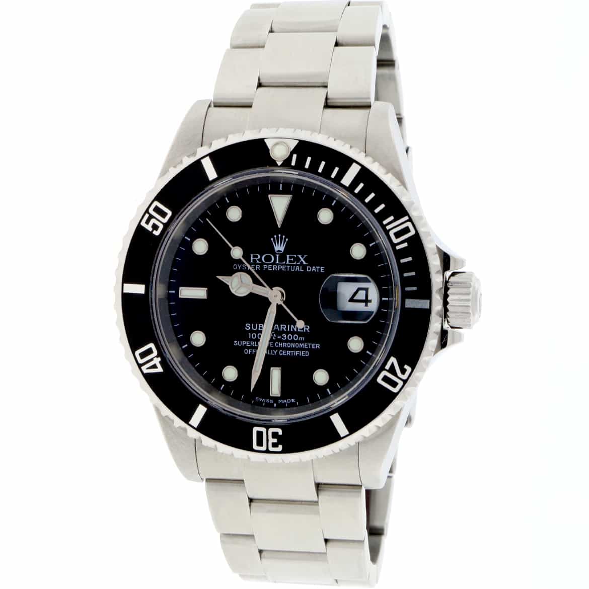 Rolex Submariner Black Dial 40MM Automatic Stainless Steel Mens Watch 16610T