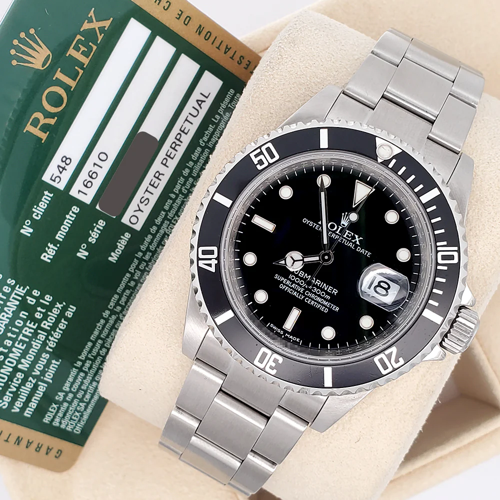 Rolex Submariner Date 16610 40mm Engraved Rehaut Steel Watch Box Papers - Image 4
