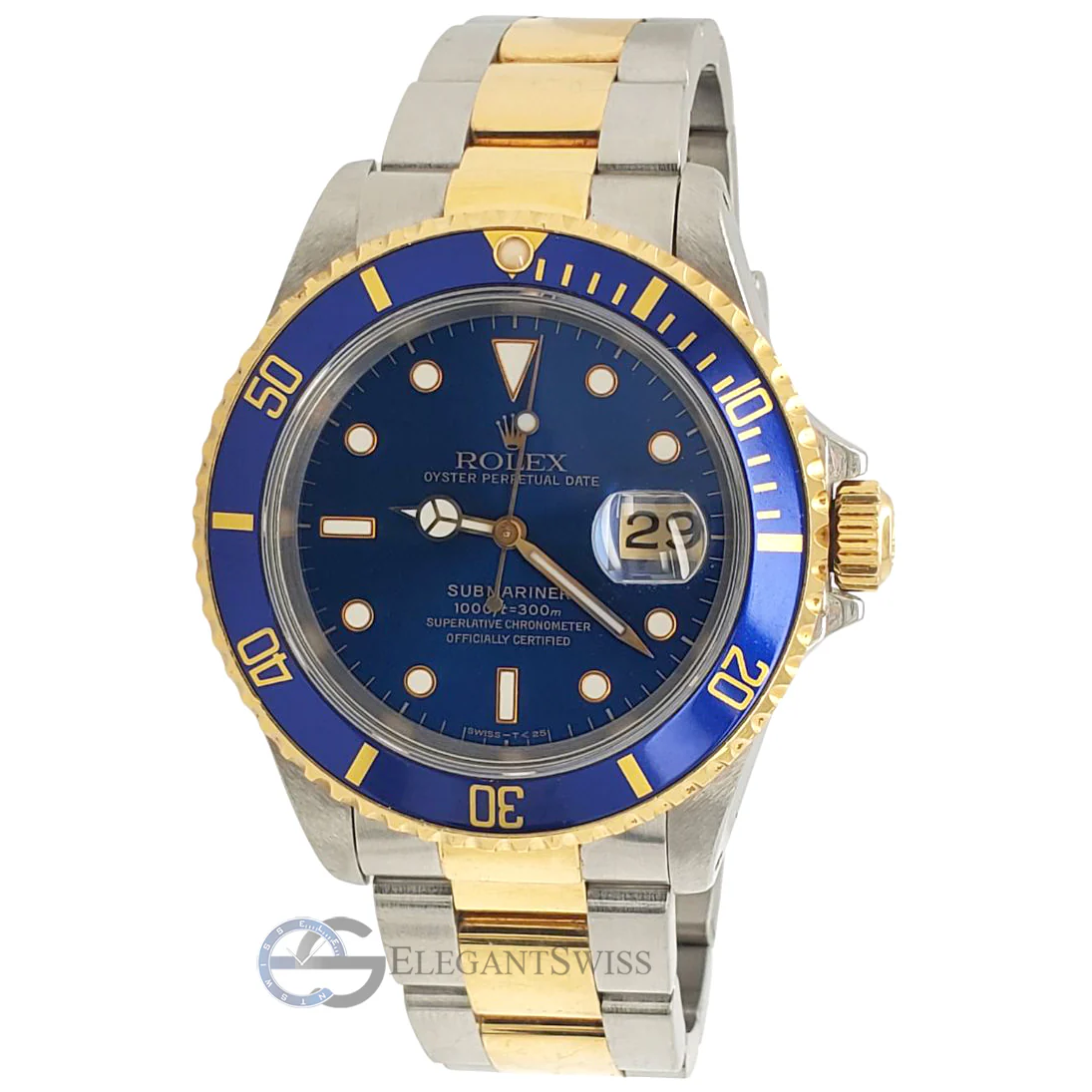 Rolex Submariner Date 16613 40mm Blue Dial Yellow Gold/Steel Watch Box Papers