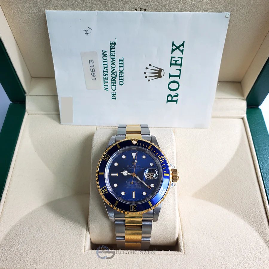 Rolex Submariner Date 16613 40mm Blue Dial Yellow Gold/Steel Watch Box Papers - Image 4