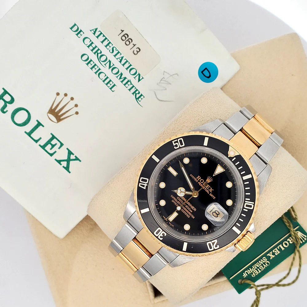Rolex Submariner Date 16613 Yellow Gold/Steel Black Dial 40mm Watch Box/Papers/Tag - Image 5