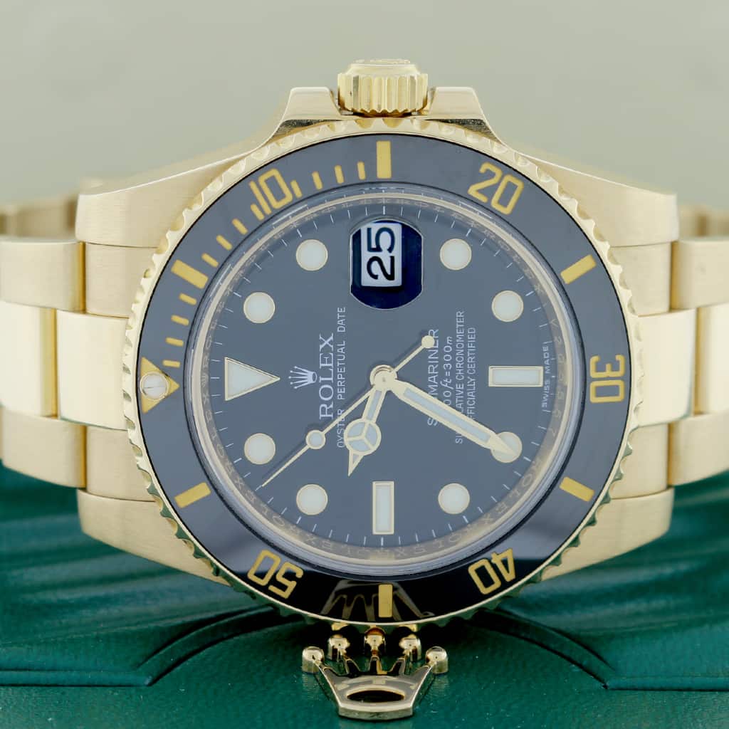 Rolex Submariner Date 18K Yellow Gold Ceramic Bezel Black Dial Automatic Mens Oyster Watch 116618 - Image 2