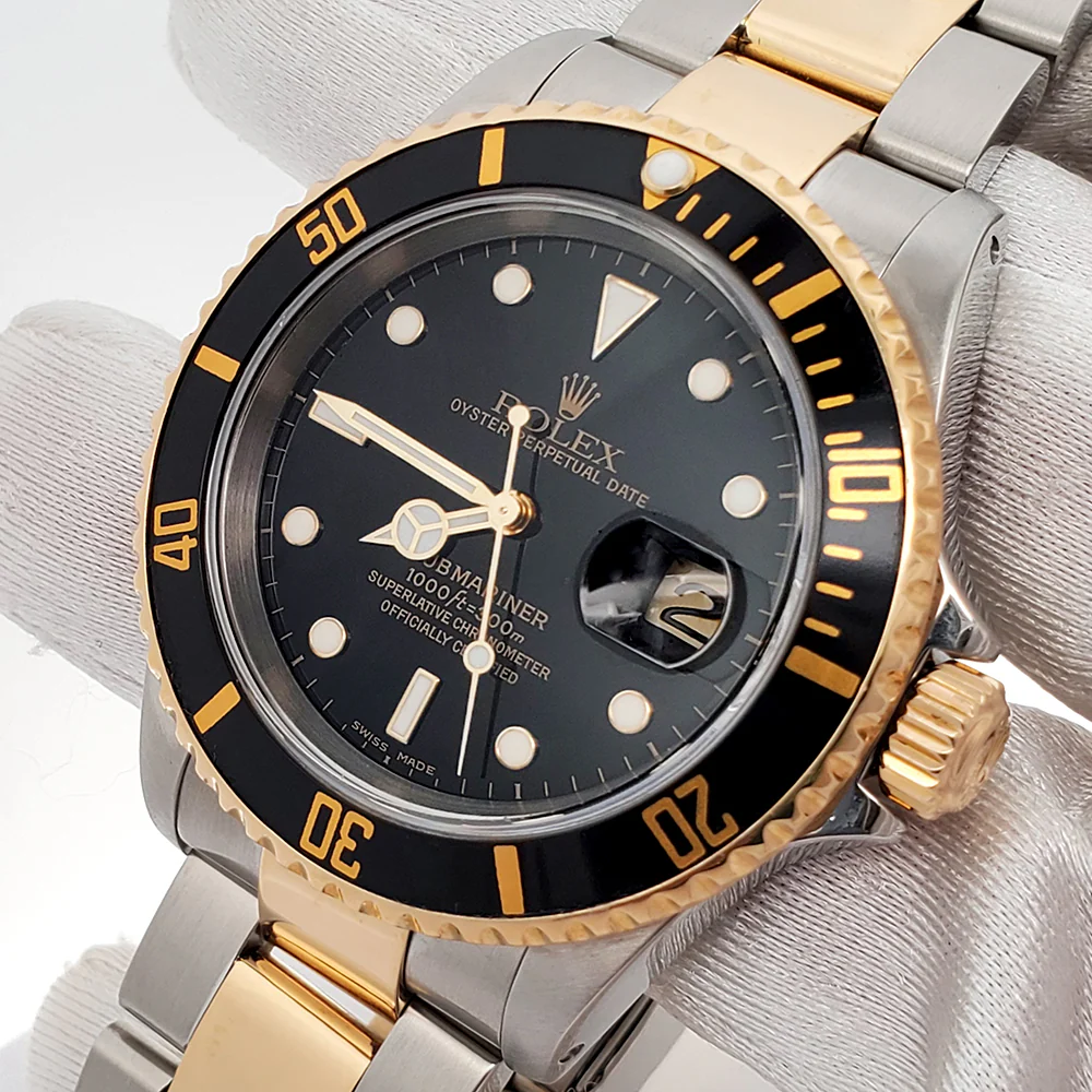 Rolex Submariner Date 40mm Black 16613 2-tone Yellow Gold/Steel Oyster Watch - Image 2